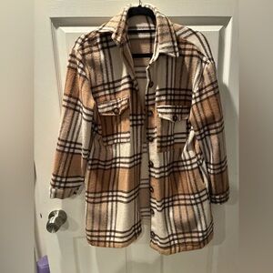 ✨Plaid Tan and Brown Women's Shacket Coat